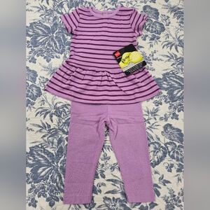 2 Hanes Purple Striped Kids Matching Set